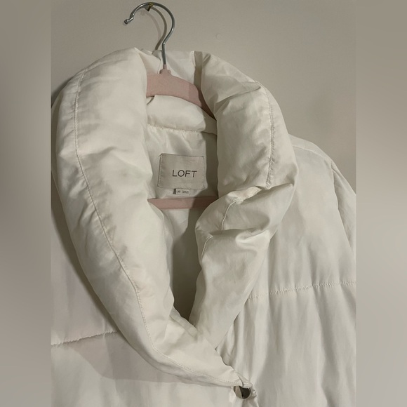Loft White Puffer Long Winter Coat Jacket - Picture 4 of 6